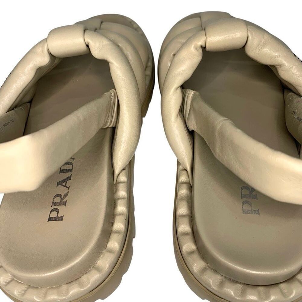 Prada Blow Padded Leather Puffy Slingback Sport Sandal EU 39.5 US 9.5 Leather - Picture 7 of 12